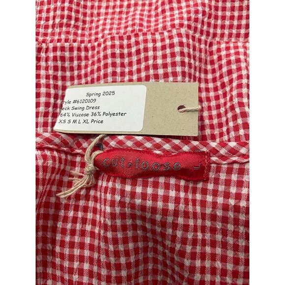 NEW Cut Loose Size Large  Crinkle Check Swing Dress $112 Checkered Gingham Boho - Picture 7 of 9